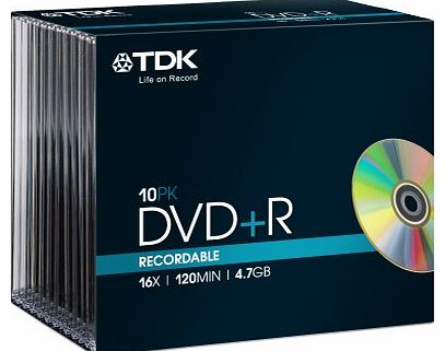 TDK DVD R 16x 4.7GB (10 pack) Slim Jewel Case