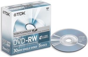 TDK DVD-RW 8cm for Video Camera Single-sided 30
