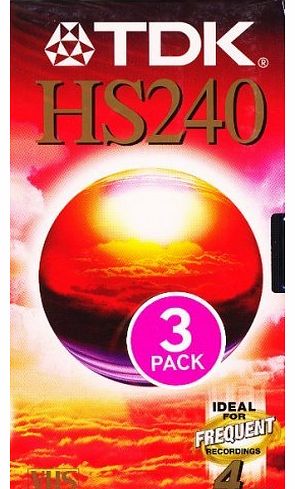 TDK HS240 E240 HS High Quality 4 Hours VHS Video Tape E-240HSEN Pack of 3 Shr...