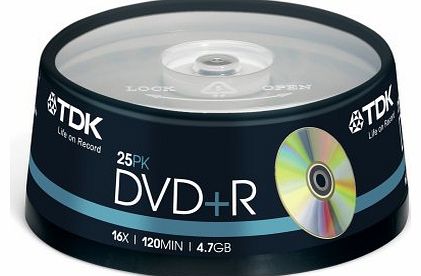 TDK T19443 16x DVD R - Cakebox 25 Pack
