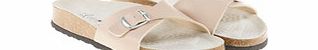 Te Rosso Beige leather single strap sliders