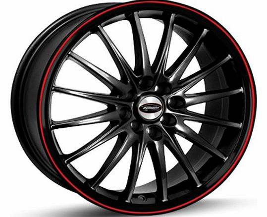 R2KR770455108112-A JET Alloy Wheels, Black Gloss/ Red Line, Size : 17 x 7
