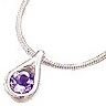 Tear drop Silver pendant set with Amethyst