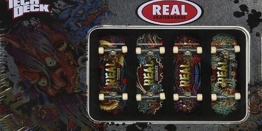 Tech Deck Real Skateboards: Tech Deck Tin Box amp; 4-Finger Skateboards Set