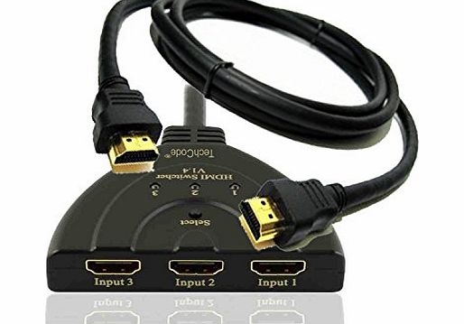 TechCode  � 3 Port HDMI Switch Superb Quality Full HD 1080p HUB HDMI v1.3b (Latest) 2.5Gbps HD-DVD PS3 Xbox360 Blu-Ray Audio amp; Video 3 x Input 1 x Output Ultra High Performance (Black)