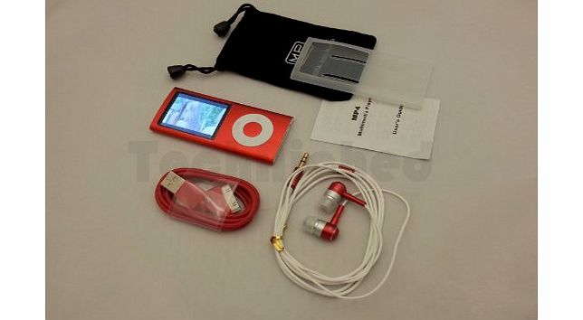 TechNiched 8GB Super Slim 5th Gen MP3 MP4 Player with 2.2`` LCD, Camera, FM Radio, Shake, Gravity Sensor, Touch Wheel amp; 30 Pin iPod Connector Interface - 1YR WARRANTY   (Racey Red)