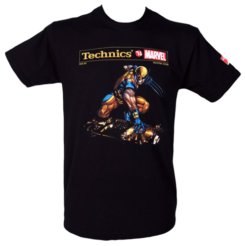 Technics vs Marvel Mens Wolverine Scratchin Black T-Shirt