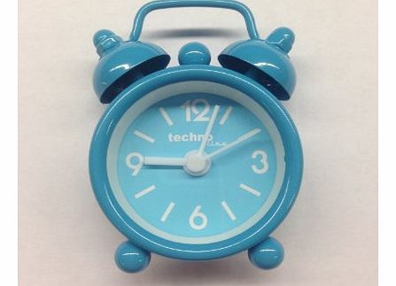 Technoline GENEVA DGW Mini Alarm Clock in Traditional mini bell style. Perfect gift or for travelling (Six colours available, each sold separately) (Sky Blue)
