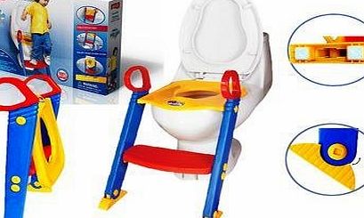 TechnoTec Baby Toddler Ladder Step Potty Training Toilet Seat / Potty train ladder Toilet seat/Foldable Toilet Training Ladder Space Saving/ Gripper Handles For Stability And Confidence.