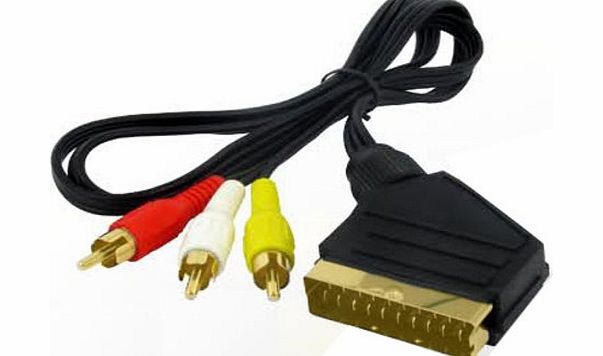 TechWareGames 1.5m Metre Scart to 3 x RCA Triple Phono AV Audio Video Lead Cable
