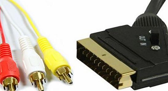 TechWareGames 3M Metre Scart to 3 x RCA Triple Phono AV Audio Video Lead Cable