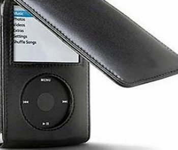 Apple iPod Classic 120GB 160GB Leather Flip Case - Black (6th amp; 7th Generation 120GB 160GB, 2009 Edition)
