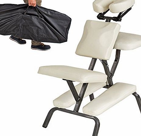 TecTake Beige massage chair with thick padding, portable, incl. carrying bag