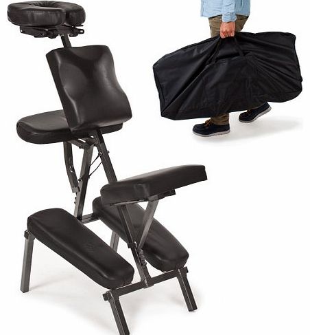 black Massage chair with thick padding, portable, incl. carrying bag