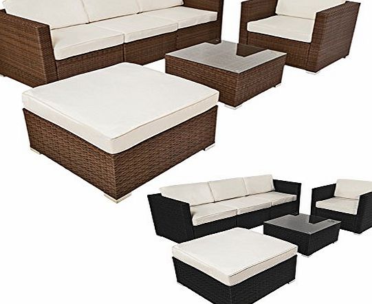 TecTake Luxury rattan garden furniture sofa set outdoor wicker - different colours - (Brown)