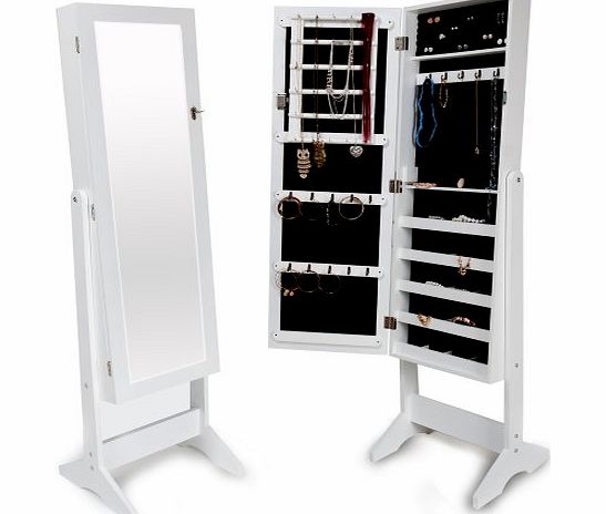 Standing Jewelry Cabinet with Mirror white 149 x 42 x 37 cm