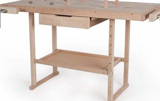 TecTake Workbench 117 x 47,5 x 83 cm Wood Timber Workshop Wooden Work Working Bench Table