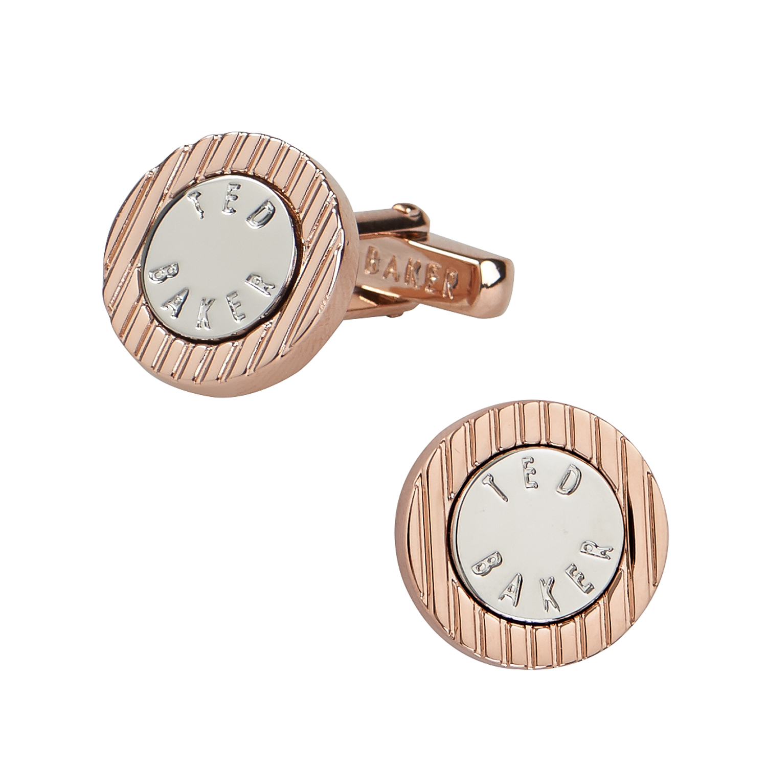 Ted Baker Gold Striped Circle Cufflinks