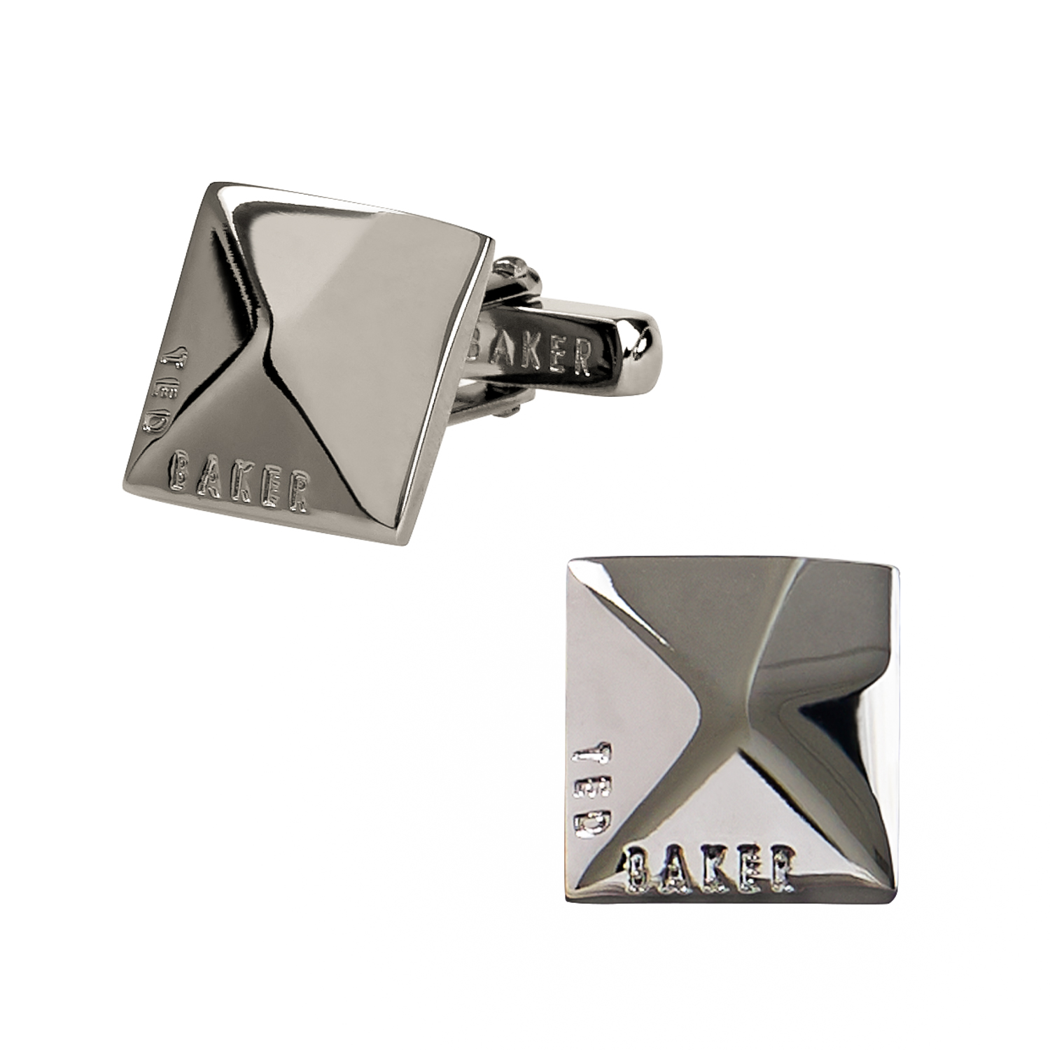 Ted Baker Gunmetal Logo Square Cufflinks