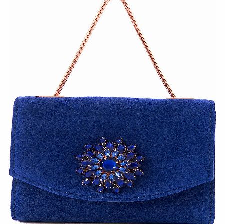 Ted Baker Lilita Gem Brooch Clutch Blue