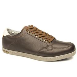 Ted Baker Male Masher Leather Upper Fashion Trainers in Dark Brown, White