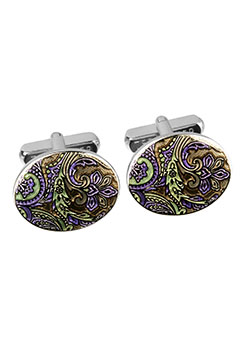 Ted Baker Oval Paisley Enamel Cufflinks