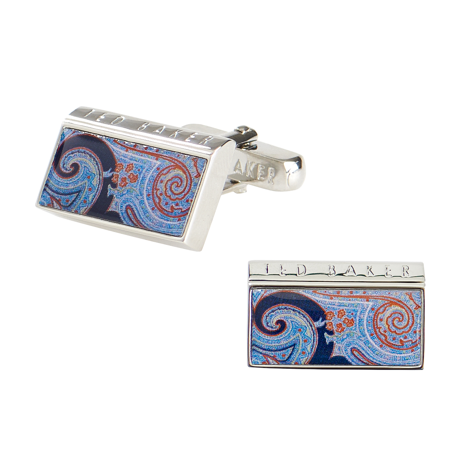 Ted Baker Petrol Blue Paisley Insert Cufflinks