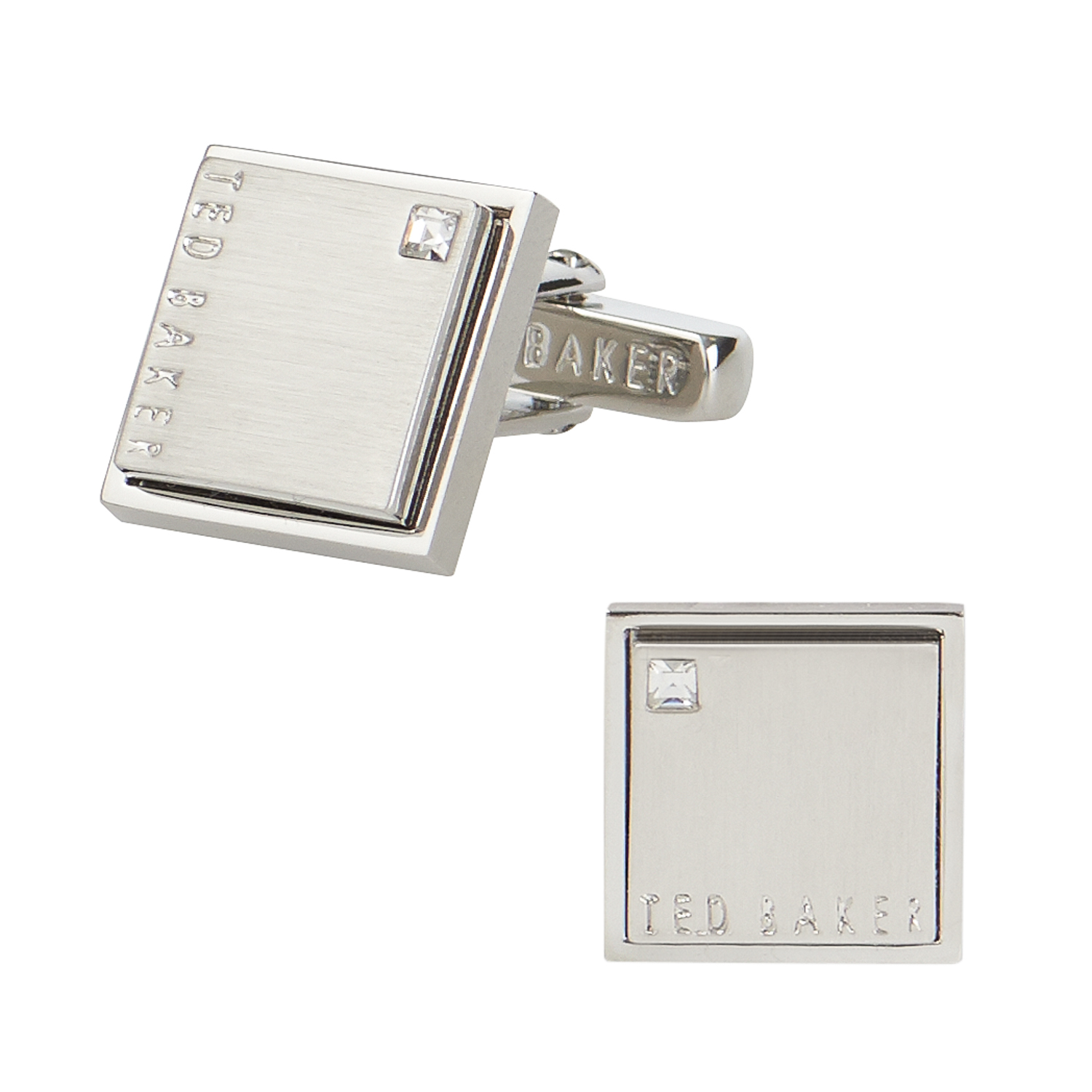 Ted Baker Silver and Pink Crystal Insert Cufflinks