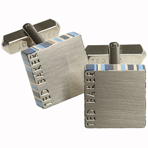 Ted Baker Stripe Edge Cufflinks- Blue