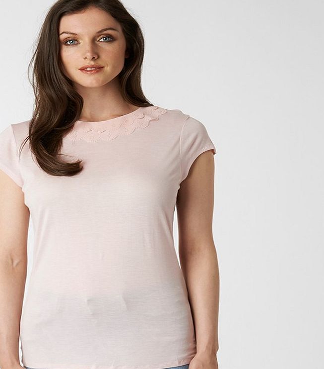 Ted Baker Womens Blu Scallop Neck T-Shirt Baby