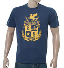 Henleys Navy T-Shirt with Yellow Printed Logo