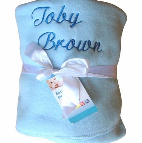 TeddyTs Baby Boys amp; Girls Personalised Name Super Soft Large Fleece Blanket (Blue)