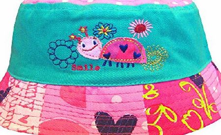 TeddyTs Baby Girls Birdie amp; Turtle Bucket Style Summer Sun Beach Hat (6-12 Months (48cm), Smile Turtle)