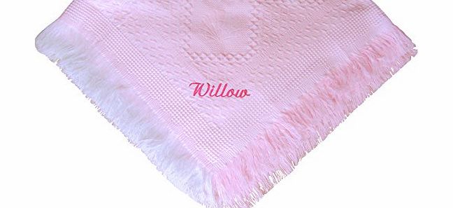 TeddyTs Baby Girls Super Soft Pink Personalised Embroidered Shawl