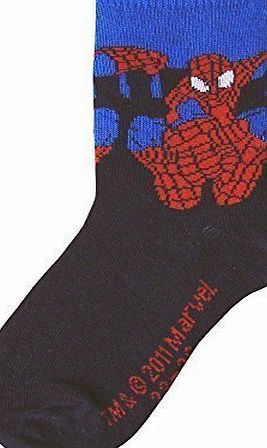 TeddyTs Boys Official Spiderman Character Socks (3 Sizes) (UK 9-12, Blue Spiderman)