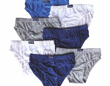 Boys Super Soft Colourful Cotton Briefs Pants Set (7 Pair Multi Pack) (7-8 Years, White Grey & Navy Mix)