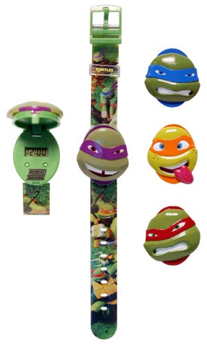 Teenage Mutant Ninja Turtles Boys Quartz Watch with LCD Dial Digital Display and Multicolour Plastic Strap TUR43