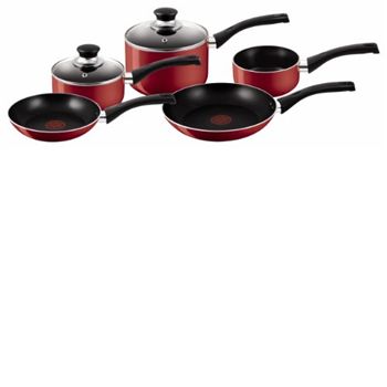 Tefal Bistro Range 5 Piece Pan Set in Red