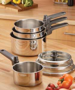 Tefal Combino 4 Piece Stainless Steel Pan Set