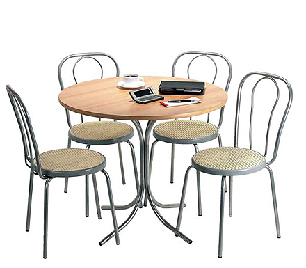 Teknik Office Bella Round Bistro Dining Set in Silver