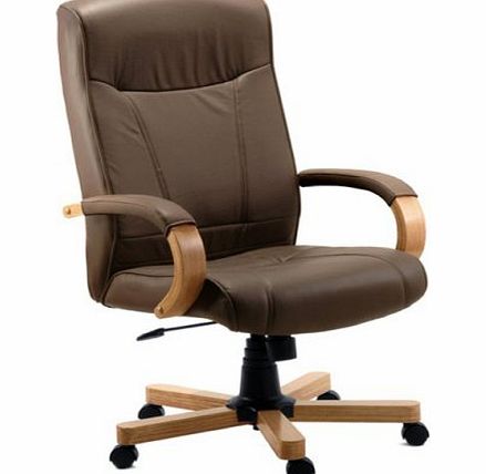 Teknik RICHMOND Brown Leather Office Chair (Leather-faced) Oak Arms and Base