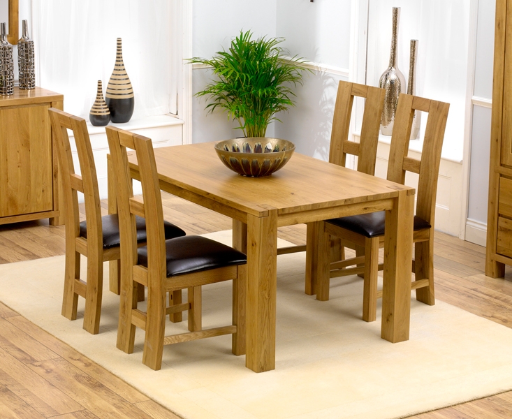 tempo Solid Oak Dining Table 150cm and 4 Girona
