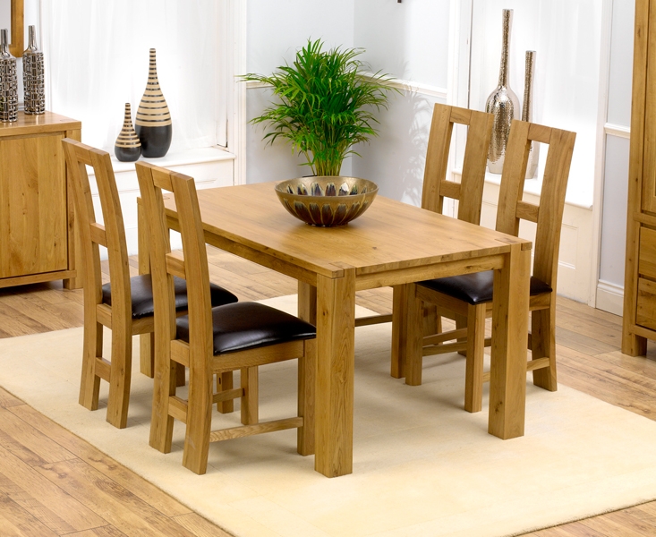 tempo Solid Oak Dining Table 150cm and 4 Girona