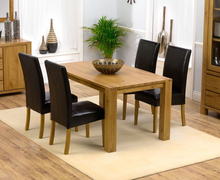 tempo Solid Oak Dining Table 150cm and 4 Monaco
