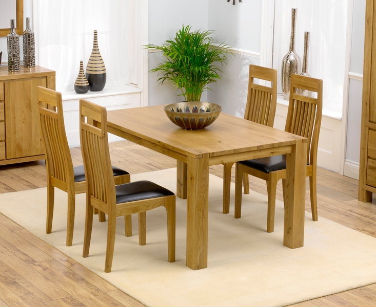 tempo Solid Oak Dining Table 150cm and 4 Napoli