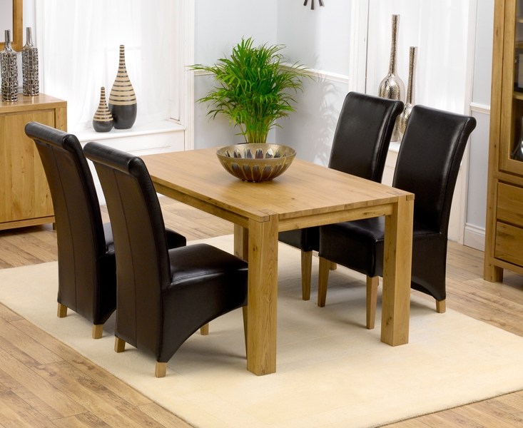 tempo Solid Oak Dining Table 150cm and 4 Palermo