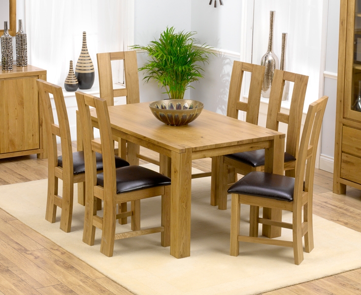 tempo Solid Oak Dining Table 150cm and 6 Girona