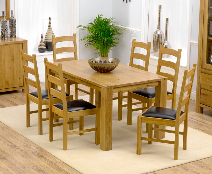 tempo Solid Oak Dining Table 150cm and 6 Lavena