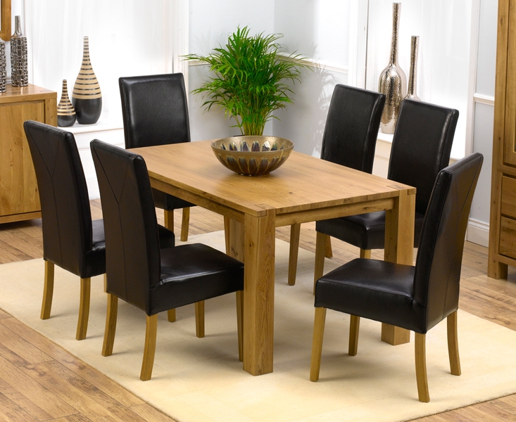 solid oak dining table 150cm and 6 lavena