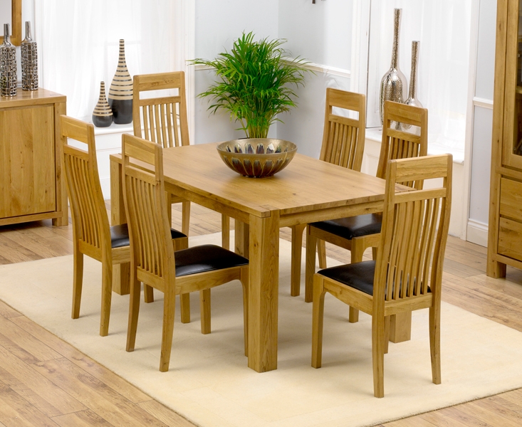 solid oak dining table 150cm and 6 lavena